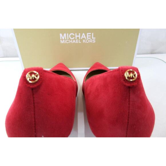 Michael Kors Alina Flex Pointy Toe Pump Heels MK Logo Suede Crimson Red Size 9.5 - Picture 6 of 7